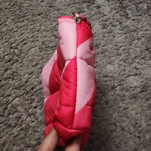 Estee Lauder Pink Cosmetic Makeup Puffer Bag Clutch Recycled Polyester Striped - Picture 5 of 24