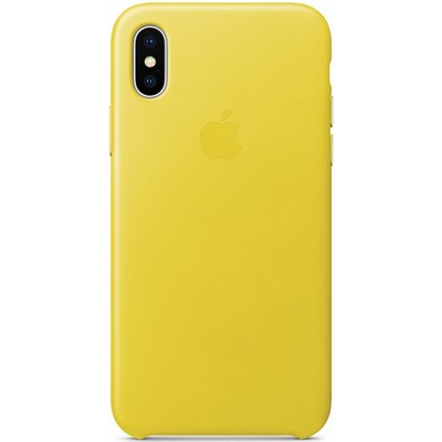 Schwarzes Leder-Case Apple iPhone X - Spring Yellow