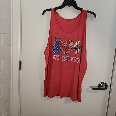 Unbranded Women's Sleeveless Red Graphic Tank Top Pre-Owned Size 2X Summer