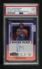 2021 Contenders NBA 75th Anniversary Ticket Davion Mitchell PSA 9 MINT Auto 4f5