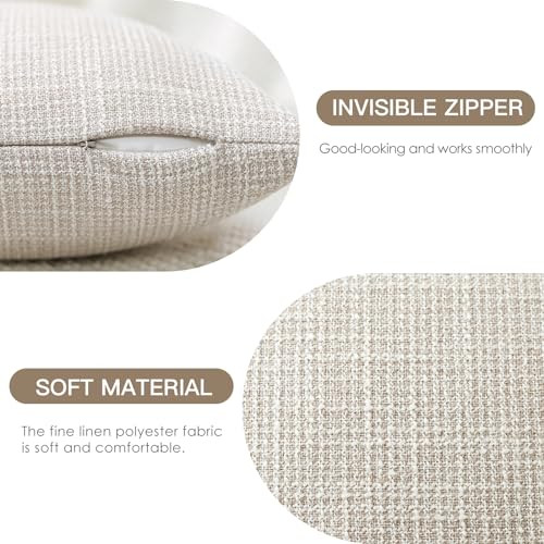 Pack of 2 Throw Pillow Covers 12x20 Inch Linen 20" x 12" (Pack of 2) Beige - Picture 2 of 6