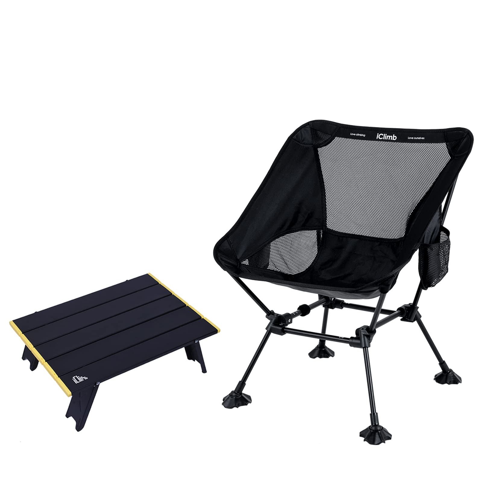 iClimb 1 Anti-Sinking Large Feet Chair and 1 Mini Folding Table Bundle, Ultra...
