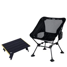 iClimb 1 Anti-Sinking Large Feet Chair and 1 Mini Folding Table Bundle, Ultra...