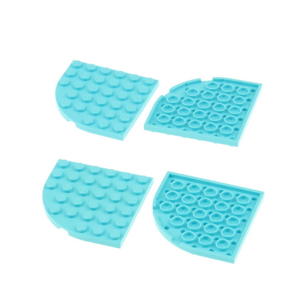 4x LEGO Construction Plate Corner Round 6x6 Light Azur Blue Disney 75681 6133693