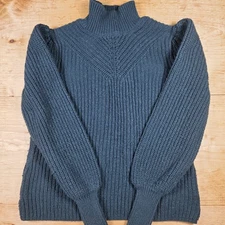 Rachel Zoe Sweater Women’s Small Blue Mock Neck Ribbed Knit Pullover Top