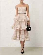 Zimmermann PLEATED TIERED MIDI DRESS - Size 1, Us 6