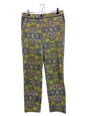 SELECTION BY S.OLIVER Stoffhose Damen Hose Gr. DE 38 grün-hellorange-weiß