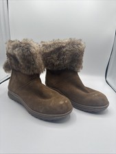 Minnetonka Women  s Ankle Booties Tan Suede Fur Winter Boots Size 6