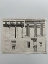 Antique Architectural Engraving Place de Bresse Classical Orders Façade Details 