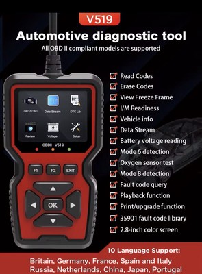 Hot Selling ELM327 Automotive Diagnostic Tool V519 Full System OBDII Scanner