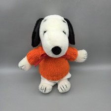 VTG Snoopy Peanuts Plush Dog Stuffed Animal 11" Orange Sweater White Pants 1968