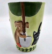 Villeroy & Boch Toothbrush Cup Mug Vase Embossed Springtime Garden Farm Decor