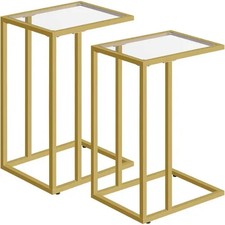 Rafaelo Mobilia Set Of 2 Tempered Glass Sofa Side Table