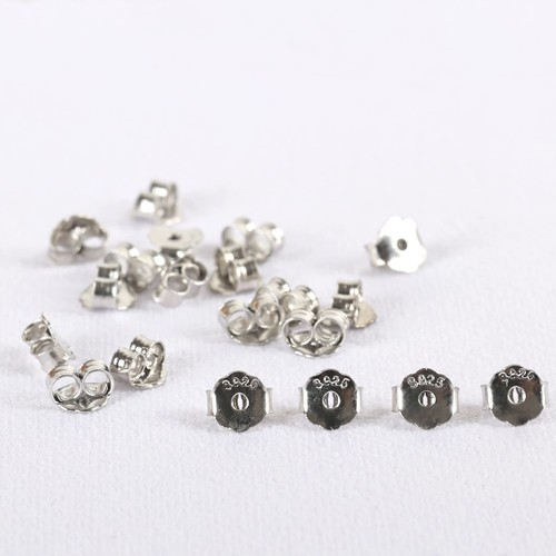 10Pairs/20Pcs Sterling Silver Earring Backs 18K White Gold Plated Butterfly E...