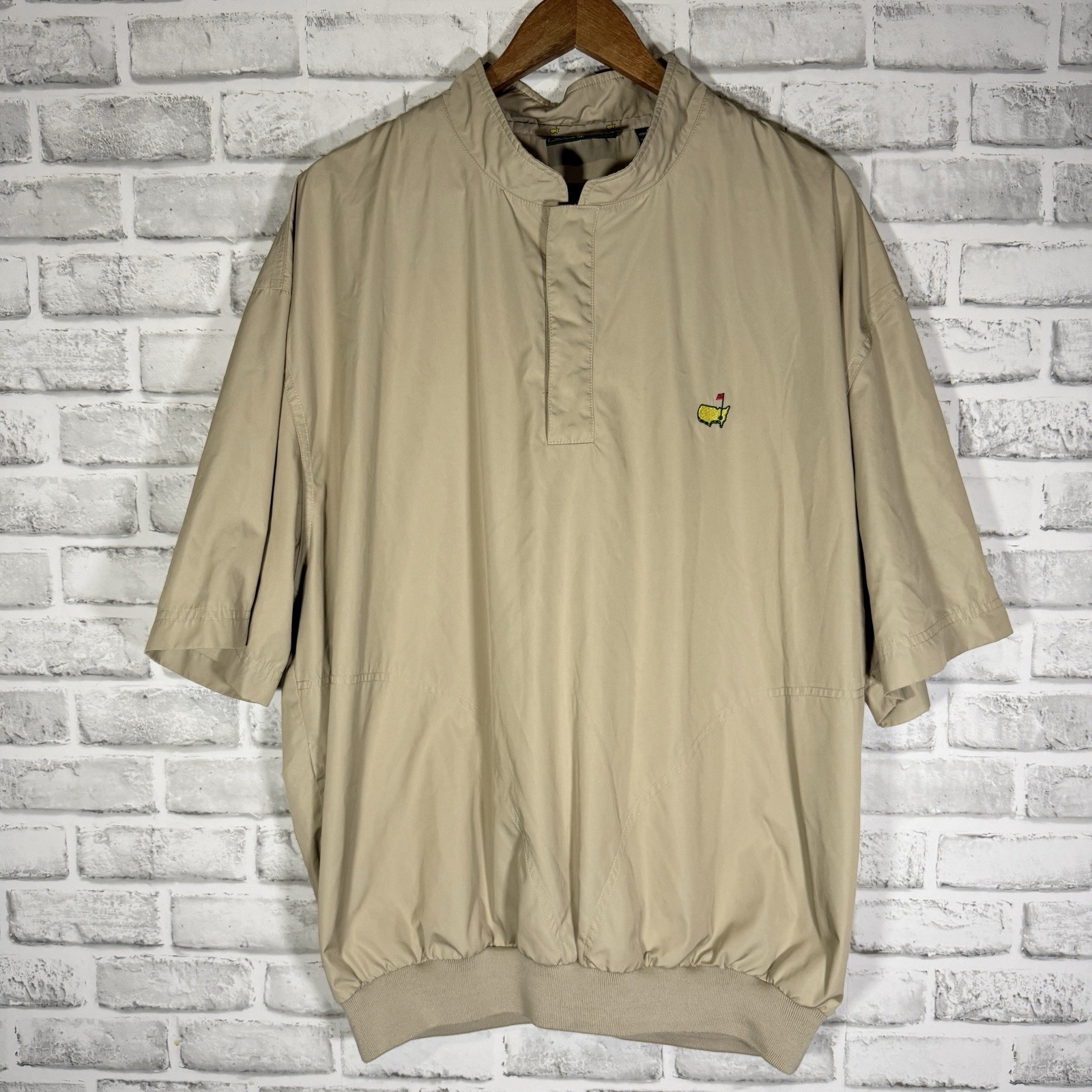 Masters Beige Half Button Down 100% Polyester Win… - image 1