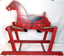 Antique 1940s Wonder Horse Red Wooden Spring Rocking Horse Ride On Toy USA