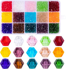 1800Pcs Bicone Glass Beads 4Mm Bicone Crystal Beads for Jewelry Making Faceted C