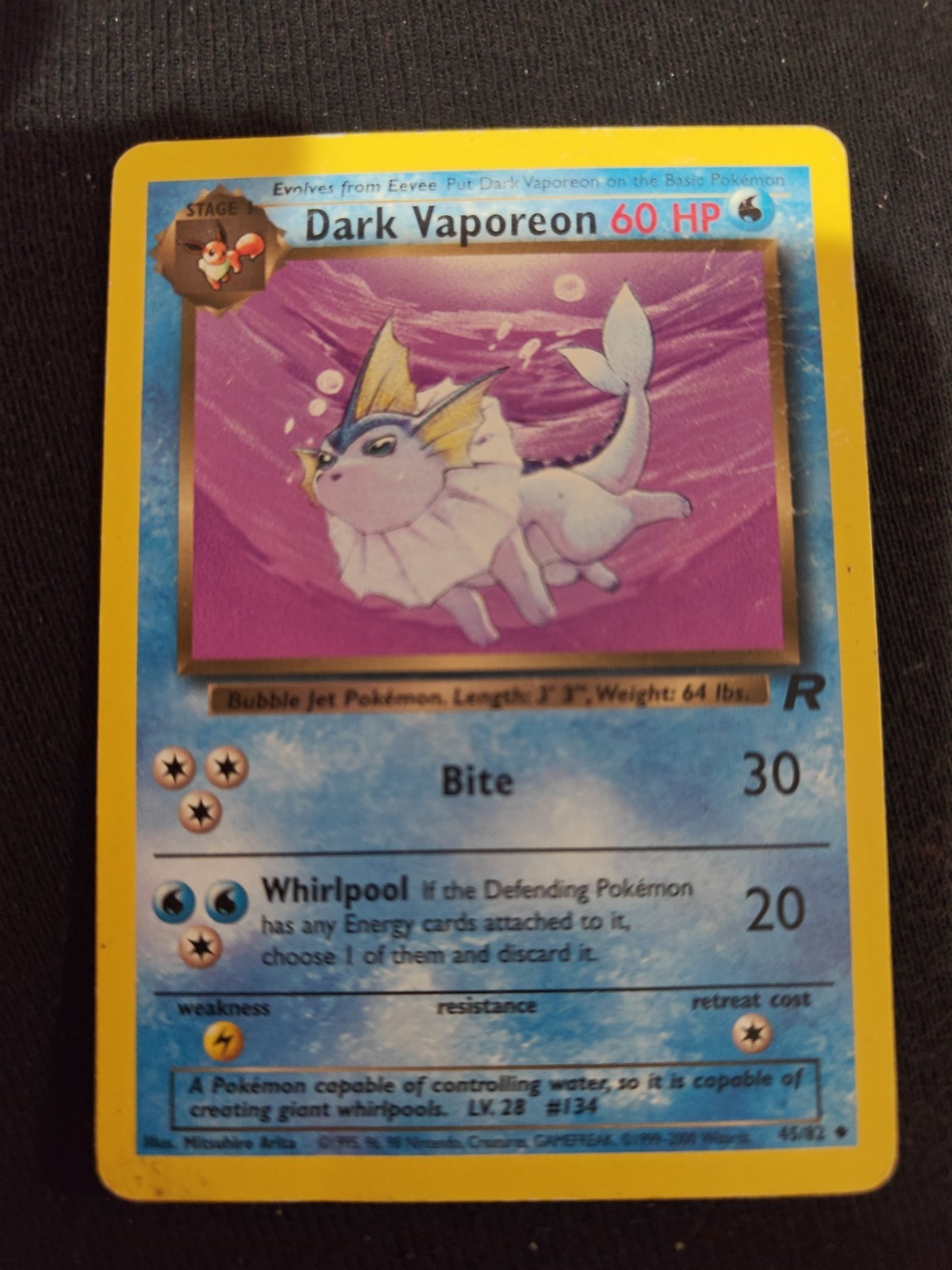 Dark Vaporeon Pokemon Team Rocket #45 2000
