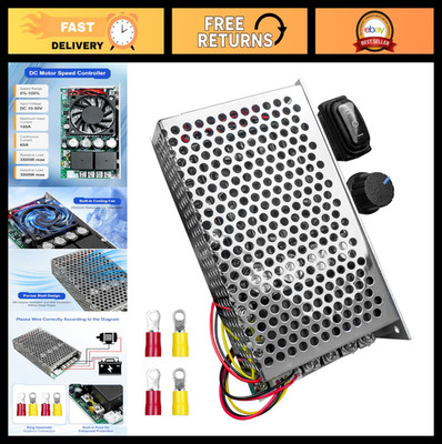 High-Power DC Motor Speed Controller 3500W, 10V-50V, 60A/100A, PWM, Adjustable P