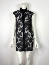 Vtg Yohji Yamamoto Noir Black Lace Shirt Dress JP1 XS