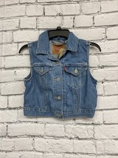 Levi's Women s Sleeveless Denim Cropped Trucker Jacket Vest Size XS