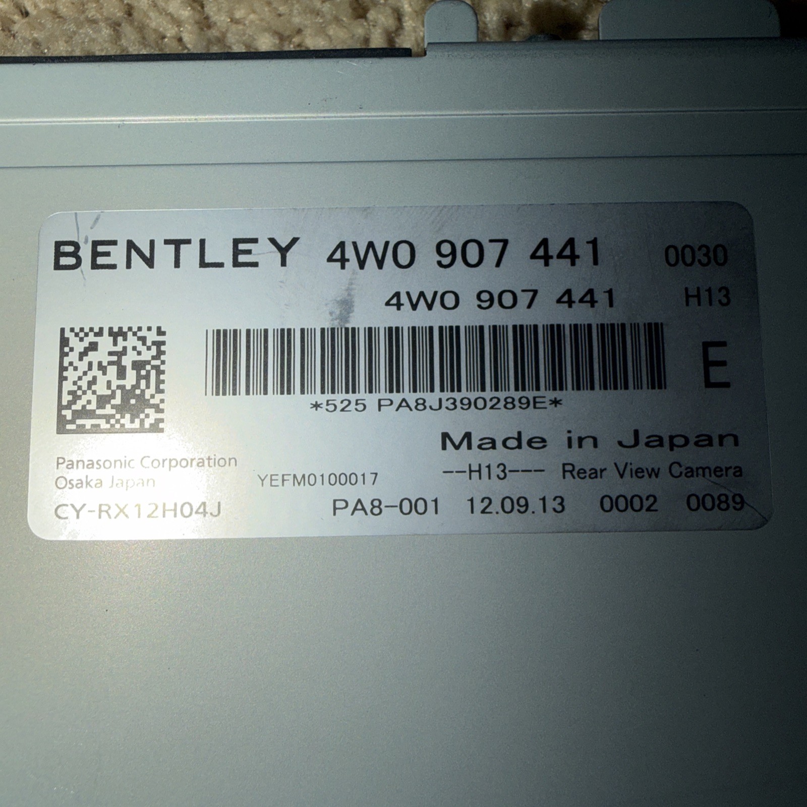 14-18 Bentley Flying Spur Rear View Camera Control Module 4W0907441 OEM 40k