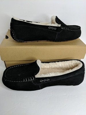 UGG Women's Ansley Black Suede Slippers, Moccasins size 11 D model NEW WITH BOX