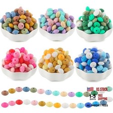300Pcs Silicone Lentil Beads for Keychain Making - Bulk Mixed A-Mixed 300 Pieces