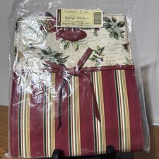 Longaberger Christmas Holiday Gift Bag Tote Holiday Stripe Botanical Fabric 8X9"