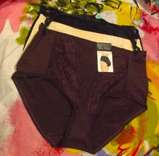 3 NEW PRIMA VALENTINA 871419 BWN/BG MICROFIBER LACE TRIM BRIEF PANTIES S