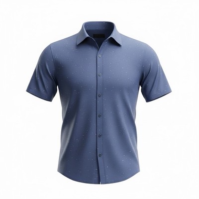 Travis Mathew Blue w/ White Highlights Button Down Shirt Short Sleeve Men s XL