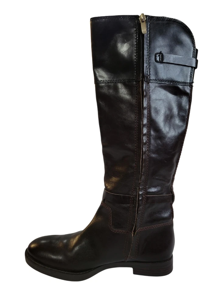 Bota de Montar Enzo Angiolini Eero Cuero Talla 8 M Negra Cremallera Lateral Hasta la Rodilla Foto 3 de 4