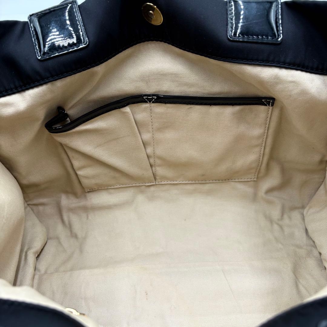 Tory Burch Ella Tote Bag Nylon x Patent Leather Black Women's From Japan thumbnail 19