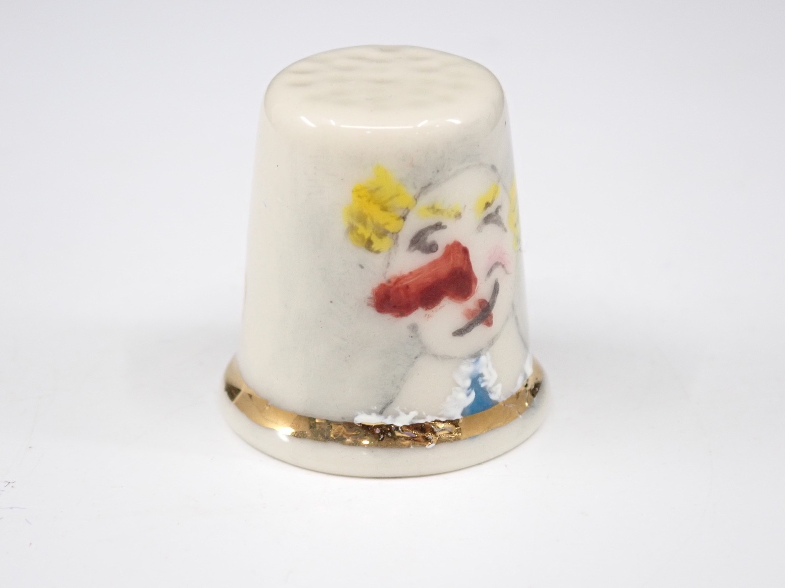 Hand Painted Porcelain Thimble Clown Face & Seal with Ball Hammersley England