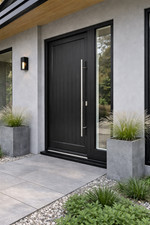 Modern Solid Timber Front Door & Side Panel | Made to Measure | Pre Painted