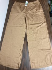 Women's Lands End Elastic Back Button/Zip Front Size 18 Tan Slacks RN62830