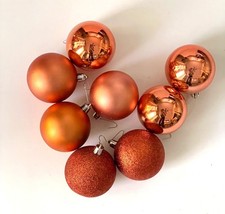 8 Orange Christmas Tree Ornaments Shatterproof Balls