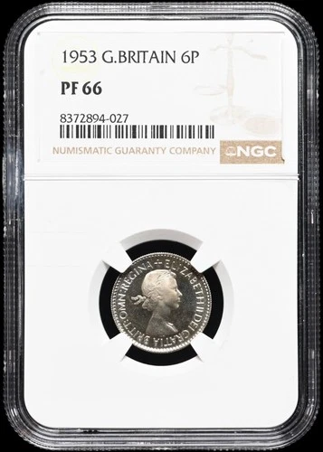Great Britain. Elizabeth II. 1953. Proof Six Pence. NGC PF66.