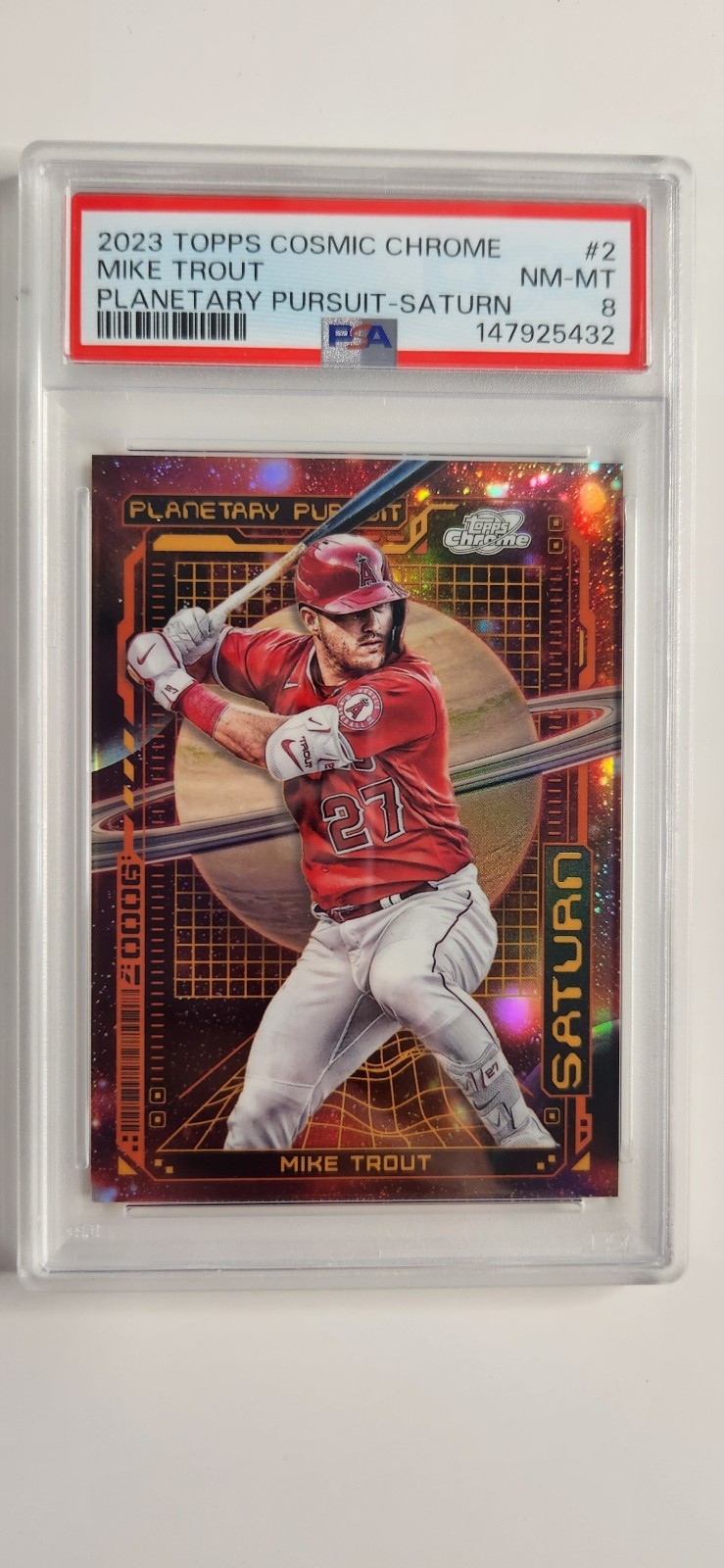 2023 Topps Cosmic Chrome Planetary Pursuit - Saturn Trout PSA 8