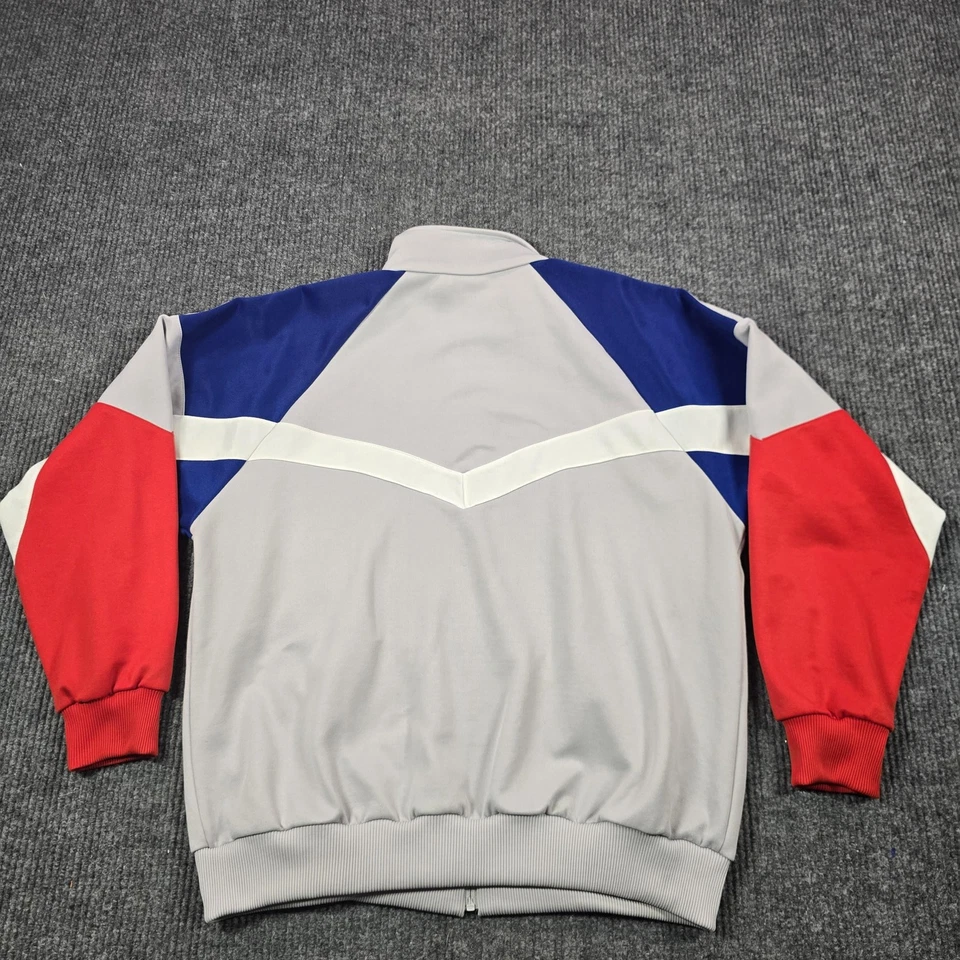 Chaqueta de Pista Adidas De Colección Para Hombre Grande Gris Azul Rojo Trifolio Cremallera Completa Años 80 Foto 2 de 4