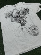 Y2K MMA Elite Skull Wings White Short Sleeve Graphic Shirt Men's XLarge