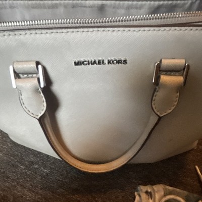 Michael Kors Beige Medium Satchel Top Handle Zip Handbag w/ Detachable Strap