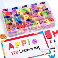 Classroom Magnetic Alphabet Letters Kit 178Pcs with Double Side Magnet Board ...