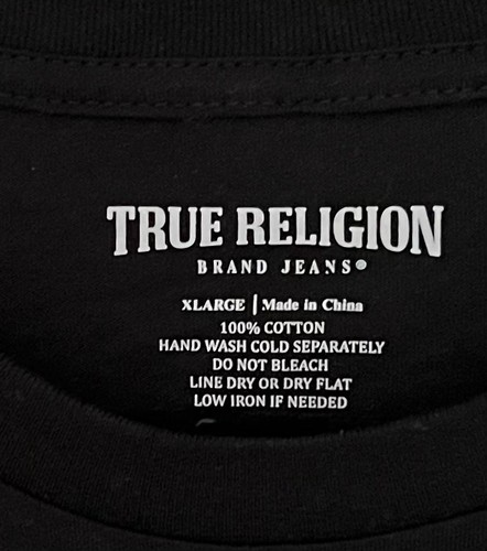 True Religion Womens Size XL Crushed Crystal Tee Shirt Top Jet Black NWT - Picture 4 of 8
