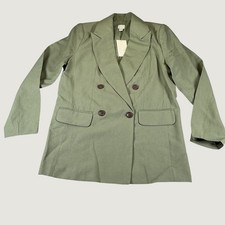 A New Day Womens XXL Olive Green Double Breasted Blazer Rayon Blend Office NWT
