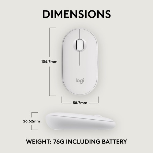 Logitech Pebble Mouse 2 M350s Slim Bluetooth Wireless Mouse, Portable, - 第 8/11 張圖片