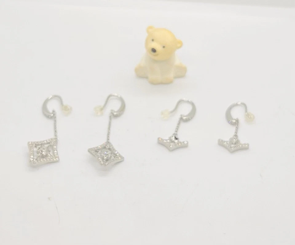 NWOT Rebecca Minkoff Silver Tone Pave Drop Earrings Set Of 2 - Image 2 of 4