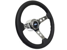 Ford Mustang 14 Black Leather 6-bolt Steering Wheel Kit Blue Oval Ididit