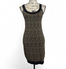 Guess Jeans Black & Gold Knit Sweater Style Dress Size Small