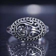 Size 6.25, Vintage sterling 925 silver handmade filigree band ring
